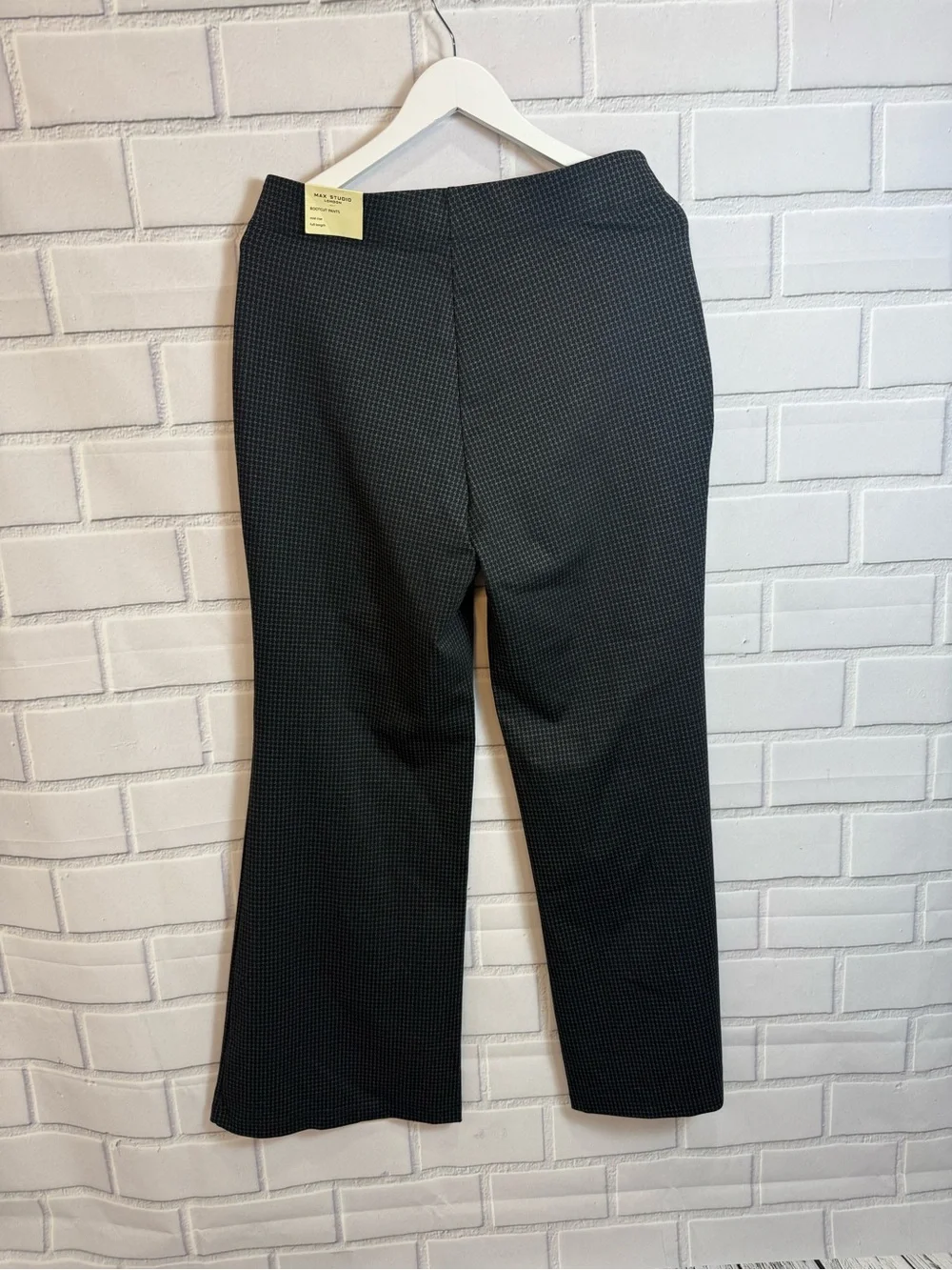 Max Studio London Bootcut Pants Gray Black Stretch Career Dress Pants Size L NWT